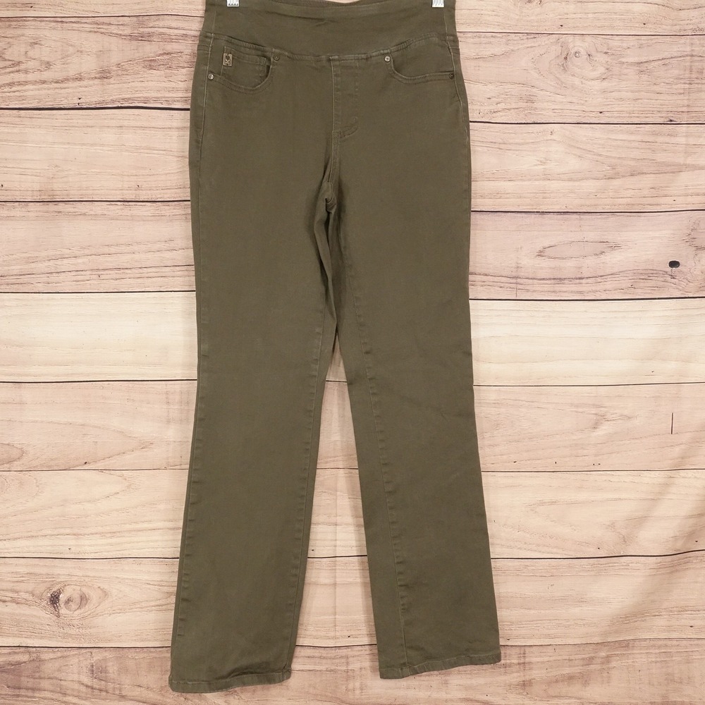 Belle By Kim Gravel Straight Jeans Womens 6 Brown Pull-On Stretch 28x29 Denim